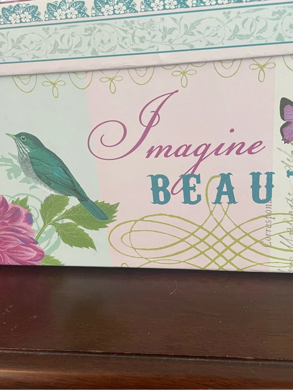 Floral Bird Decorative Storage Box - Pink & Teal